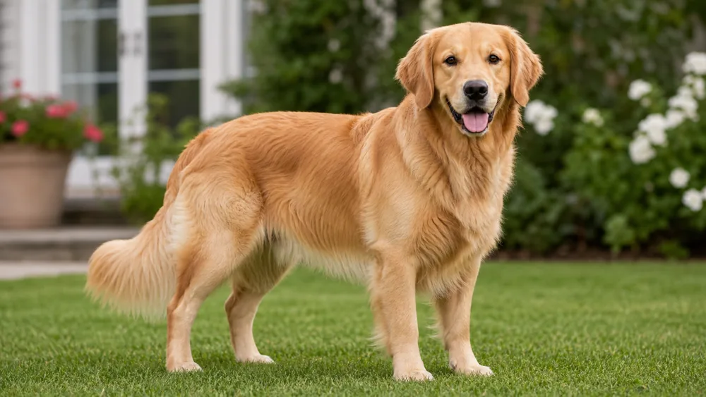 Golden Retriever in a bright home